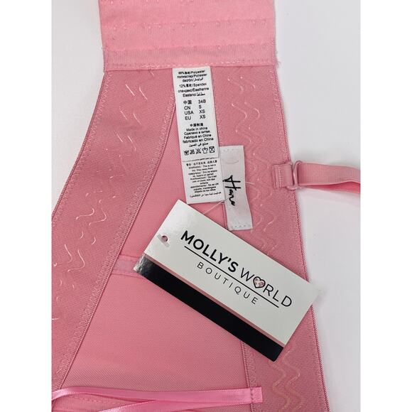 NWT Molly’s World Boutique Pink Rhinestone Cropped Corset Top Size 34B / XS - Picture 7 of 11